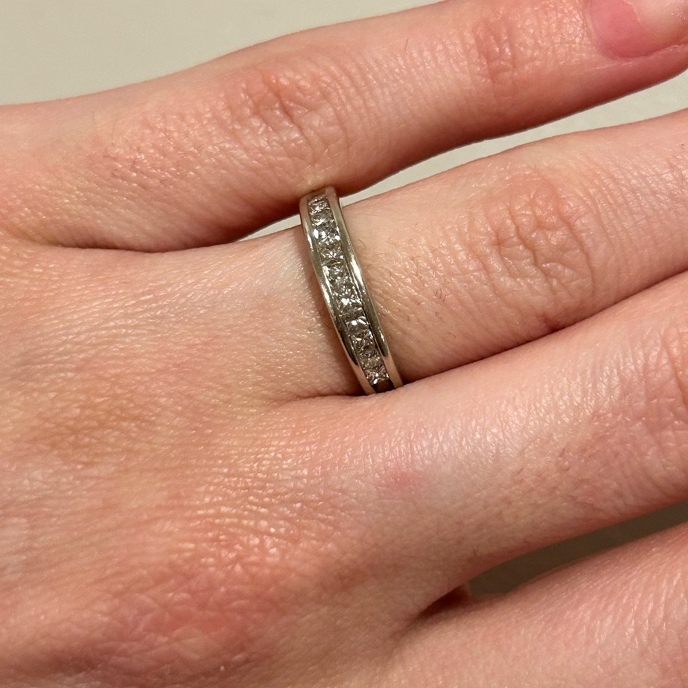SOLD - 14k White Gold Princess Cut Diamond Band - SOLD